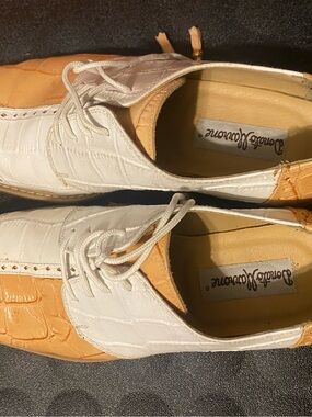 Men's Two-Tone White and Tan Lace-Up Oxfords by Daniele Alessandrini